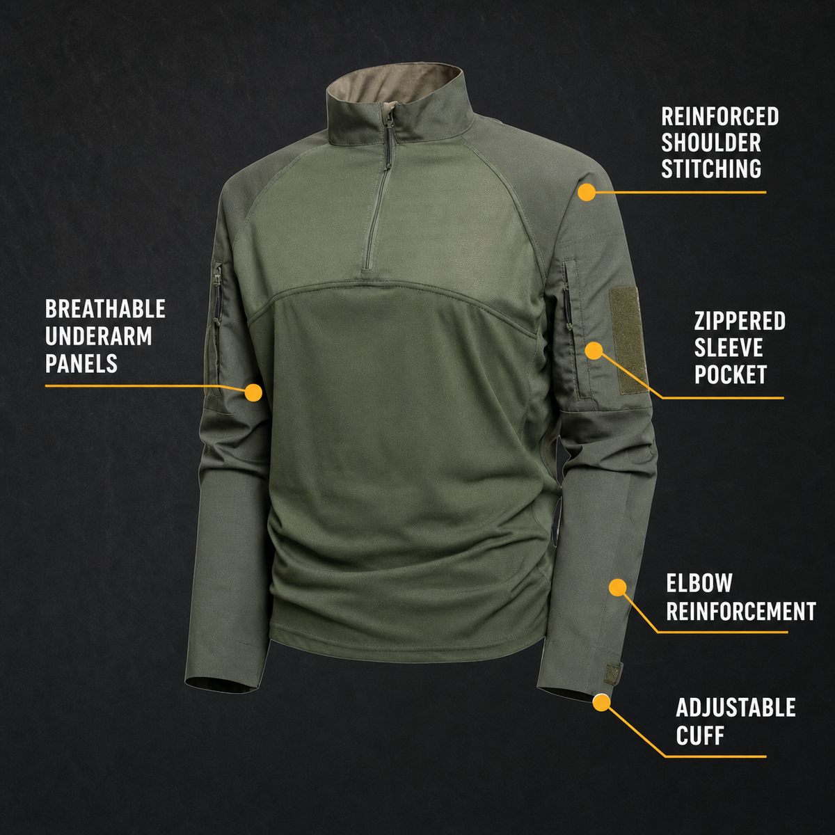 Tactisch gevechtsshirt voor heren – outdoor werkshirt met lange mouwen