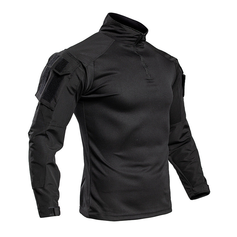 Tactisch gevechtsshirt voor heren – trainingsshirt met kwartrits en mouwzak