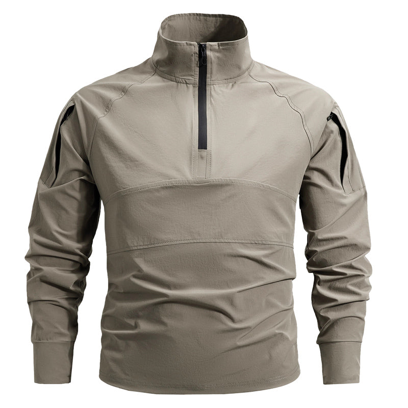 Tactische stretch gevechtsshirt pullover met 1/4 rits en sneldrogende prestaties voor heren