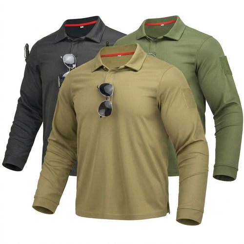 3-pack sneldrogende poloshirts met lange mouwen voor heren