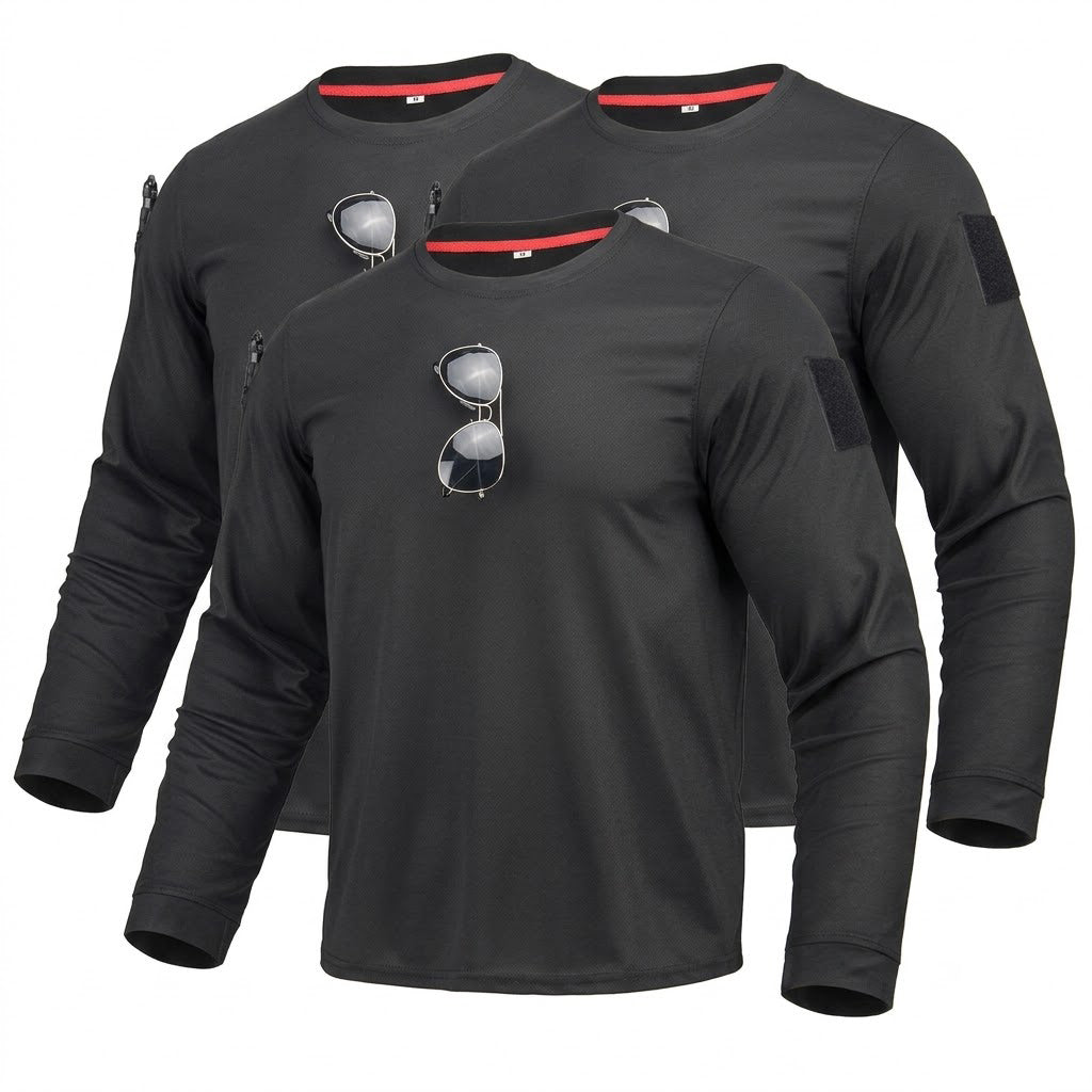 3-pack tactische sneldrogende en ademende shirts met lange mouwen voor heren