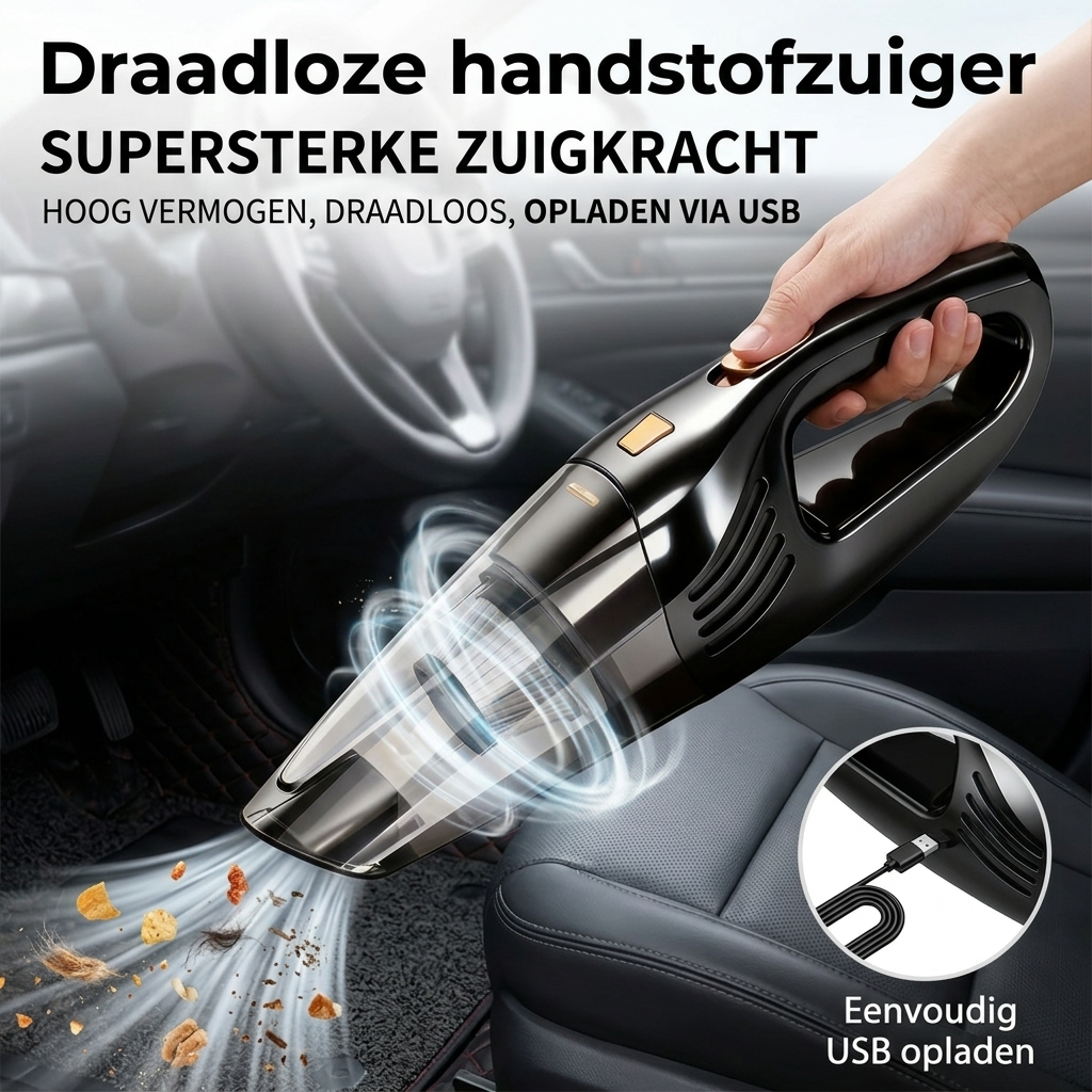 TurboVac Pro | Draadloze Auto Stofzuiger