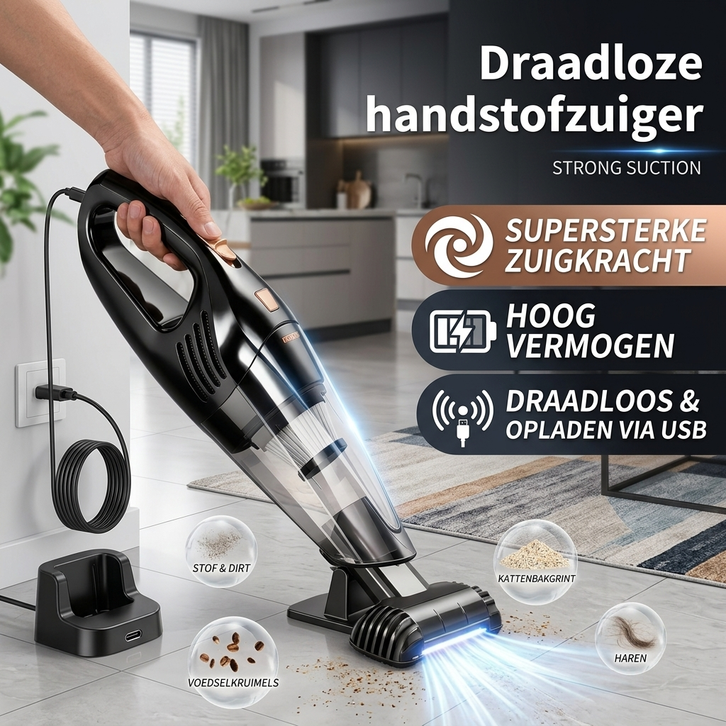 TurboVac Pro | Draadloze Auto Stofzuiger