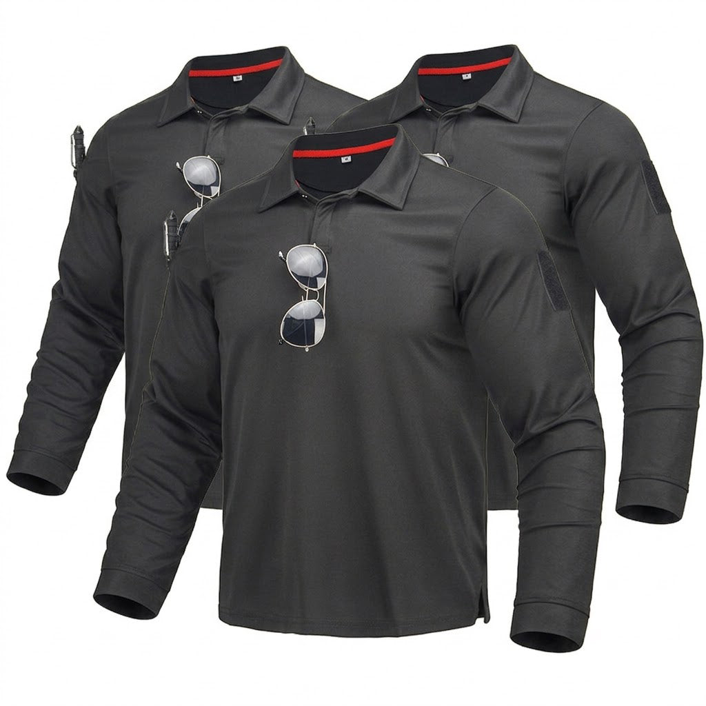 3-pack sneldrogende poloshirts met lange mouwen voor heren