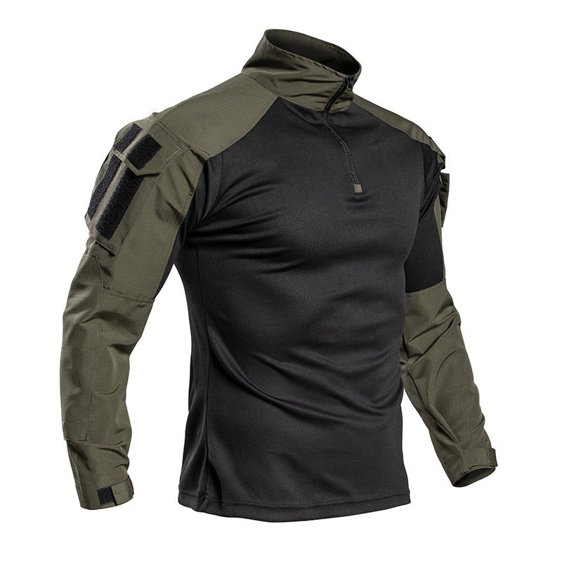 Tactisch gevechtsshirt voor heren – trainingsshirt met kwartrits en mouwzak