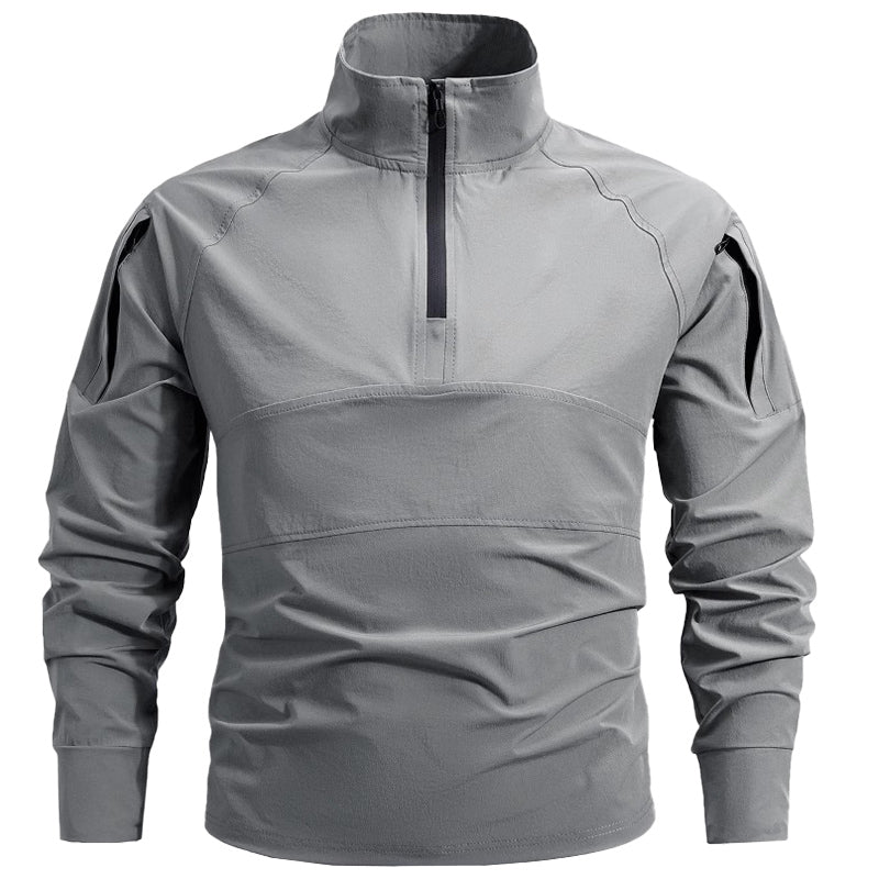 Tactische stretch gevechtsshirt pullover met 1/4 rits en sneldrogende prestaties voor heren