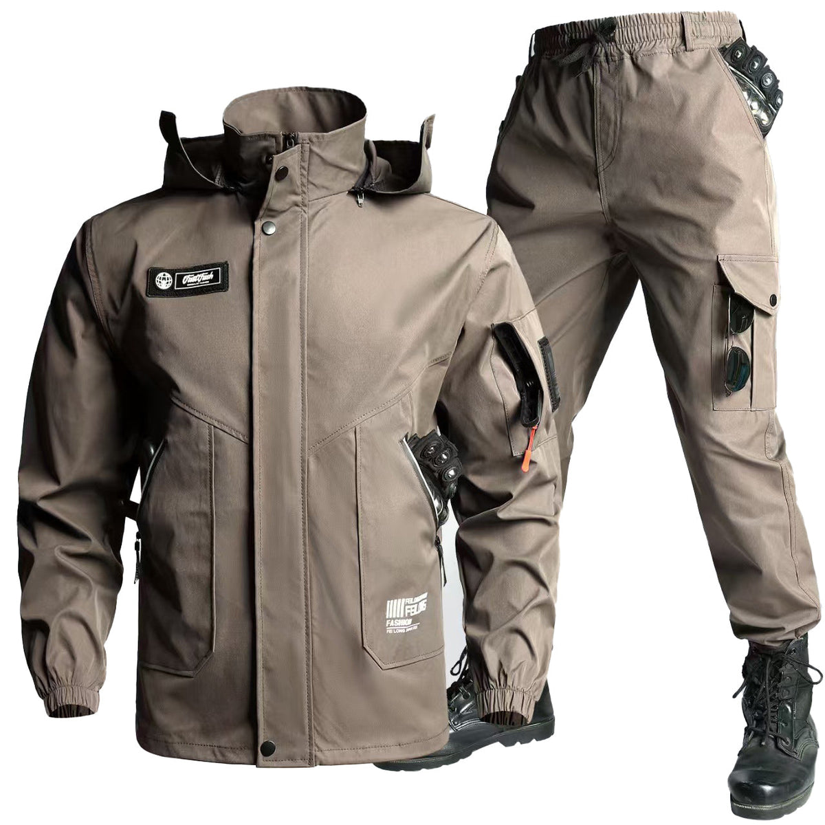 Tactische softshell werkkledingset voor heren – Jas en cargobroek met meerdere zakken