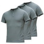 Sneldrogende T-shirts met henley-kraag voor heren