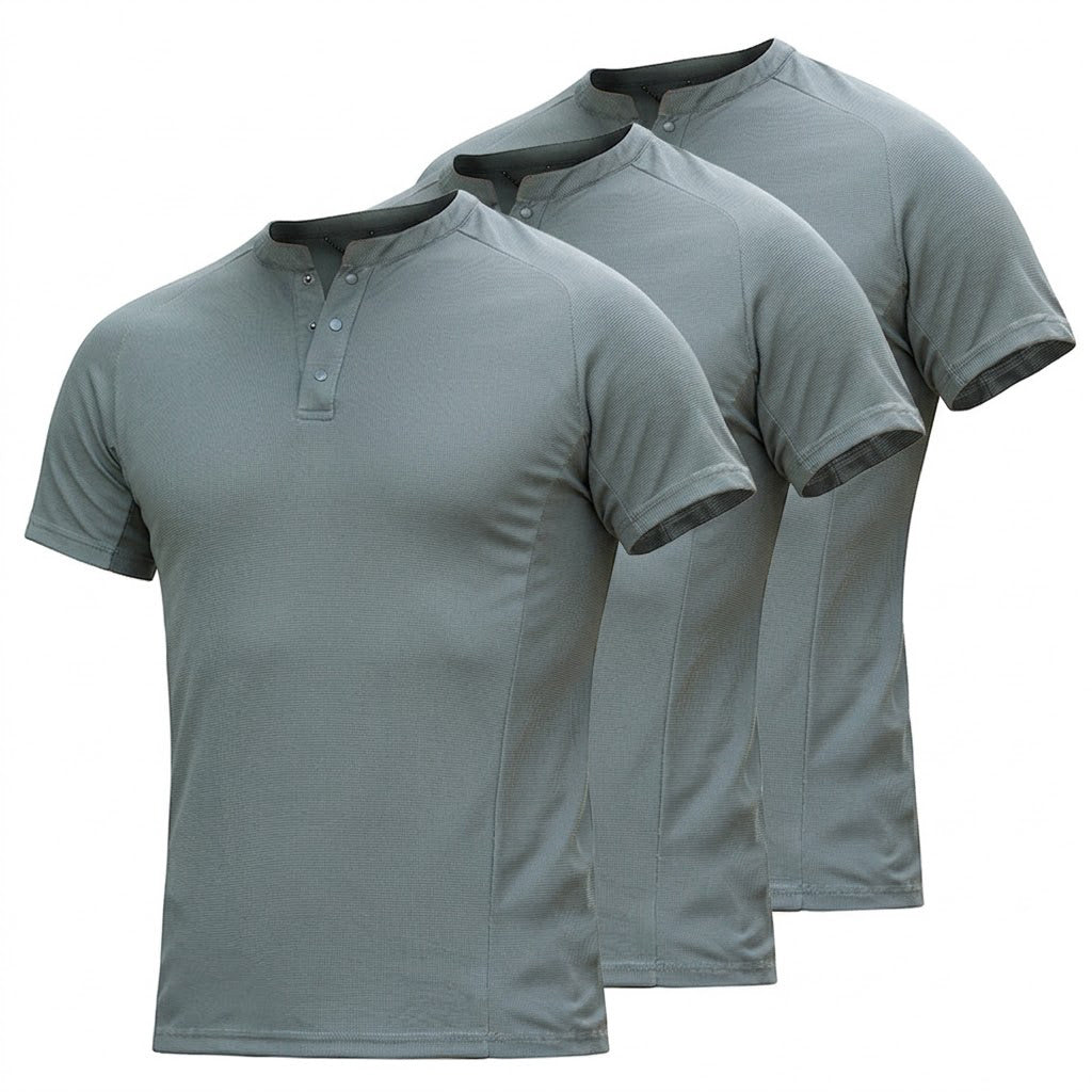Sneldrogende T-shirts met henley-kraag voor heren