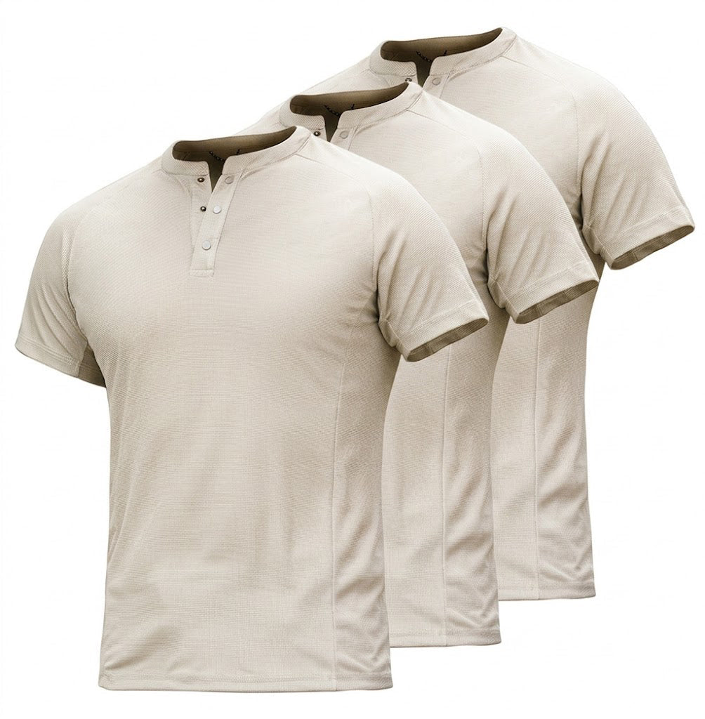 Sneldrogende T-shirts met henley-kraag voor heren