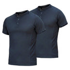 Sneldrogende T-shirts met henley-kraag voor heren