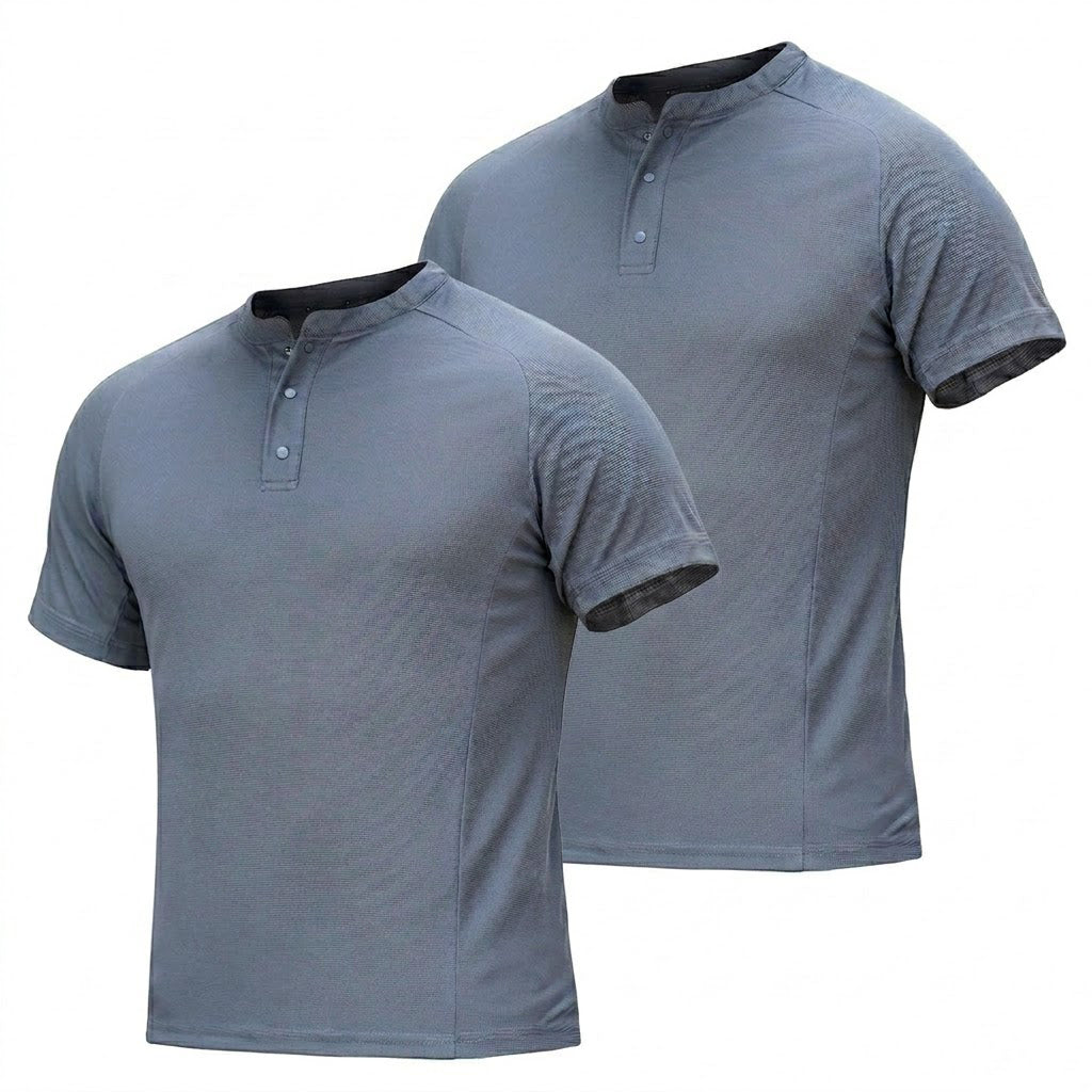 Sneldrogende T-shirts met henley-kraag voor heren
