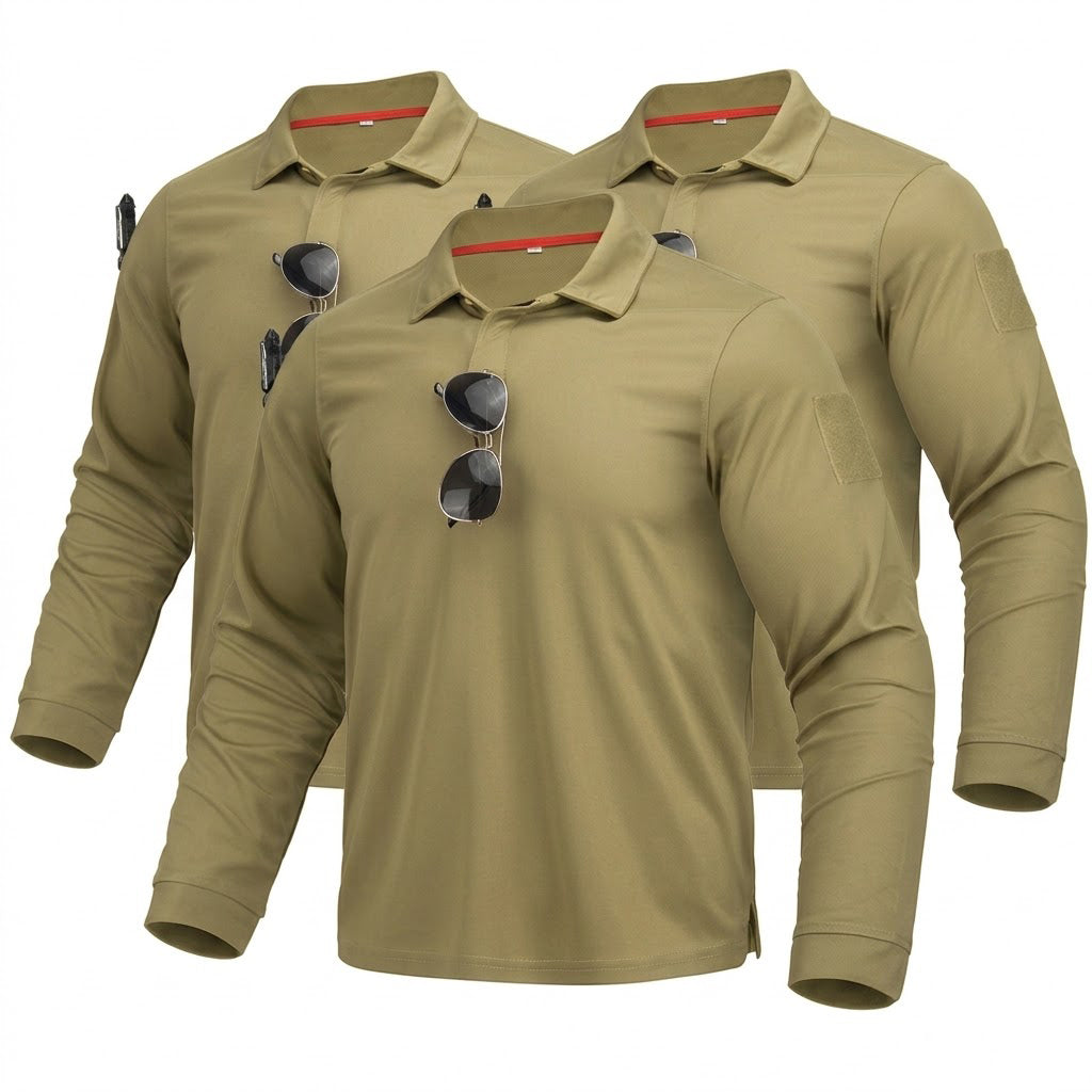 3-pack sneldrogende poloshirts met lange mouwen voor heren