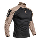 Tactisch gevechtsshirt voor heren – trainingsshirt met kwartrits en mouwzak