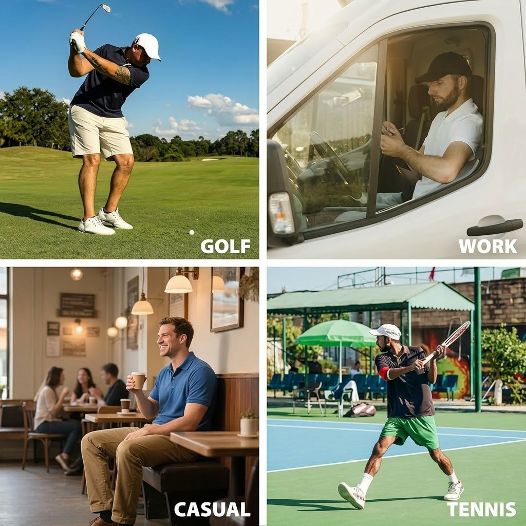 3-pack sneldrogende heren polo T-shirts met UPF 50+ bescherming