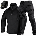 Driedelige tactische herenset – Sneldrogend shirt met capuchon, broek en riem