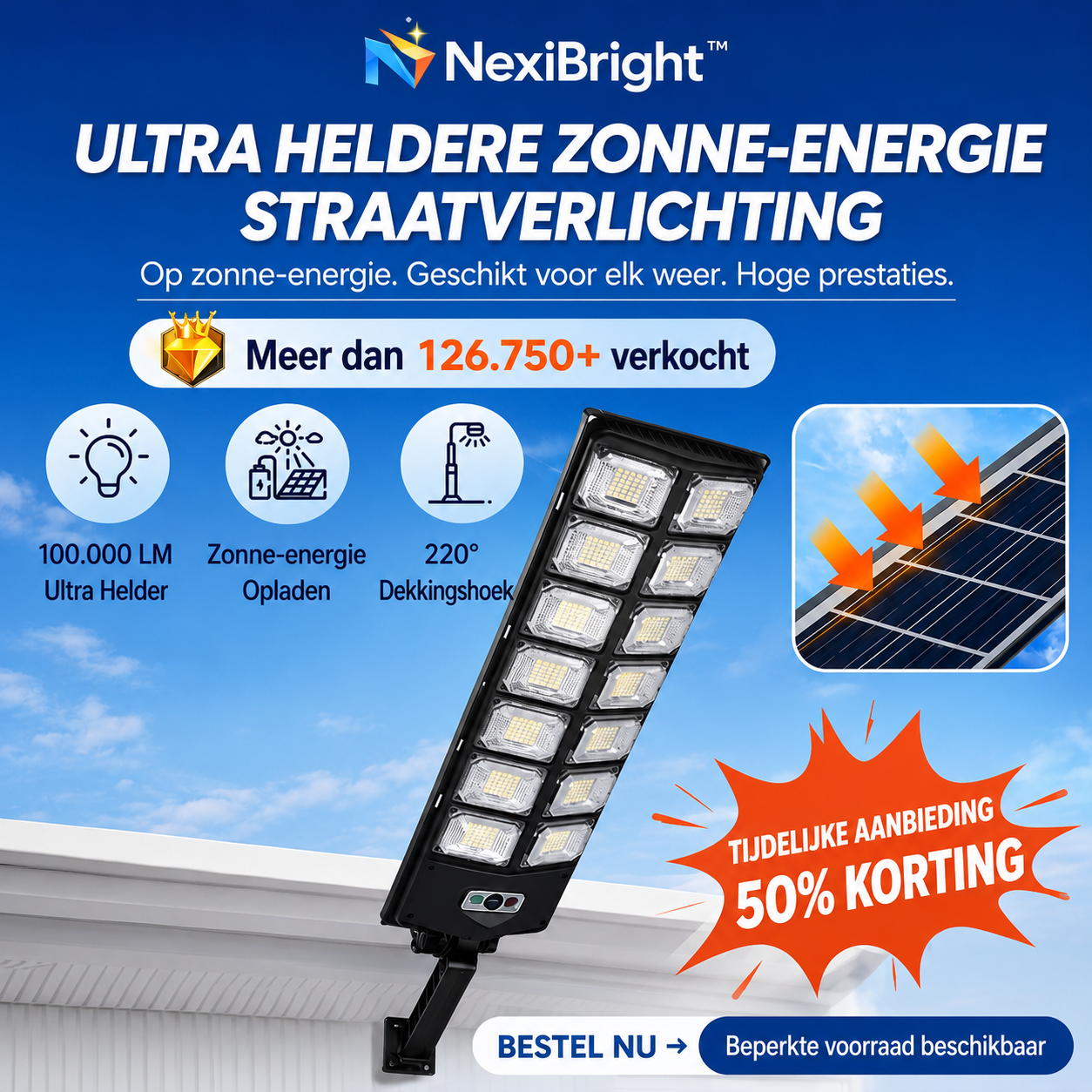 NexiBright - Verander de Nacht in Dag met deze Ultra-Heldere Solar Straatlantaarn