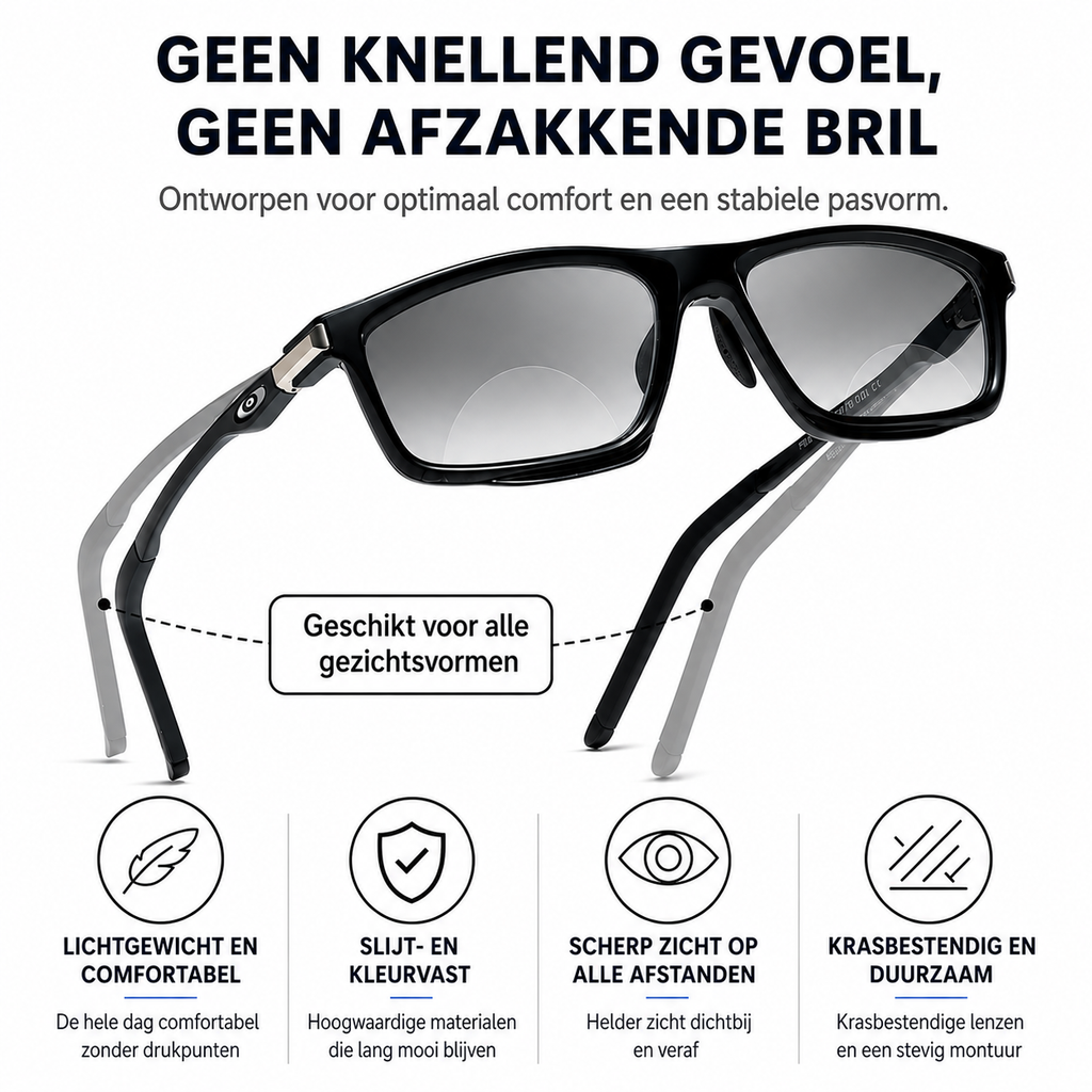 Multifocale Meekleurende Sport-Leesbril (Aluminium-Magnesium Frame)