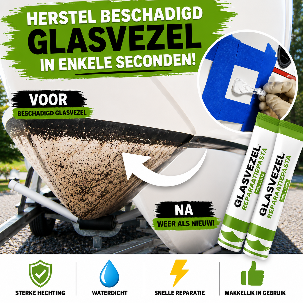 GlasvezelFix – Repareer Direct Zonder Mengen
