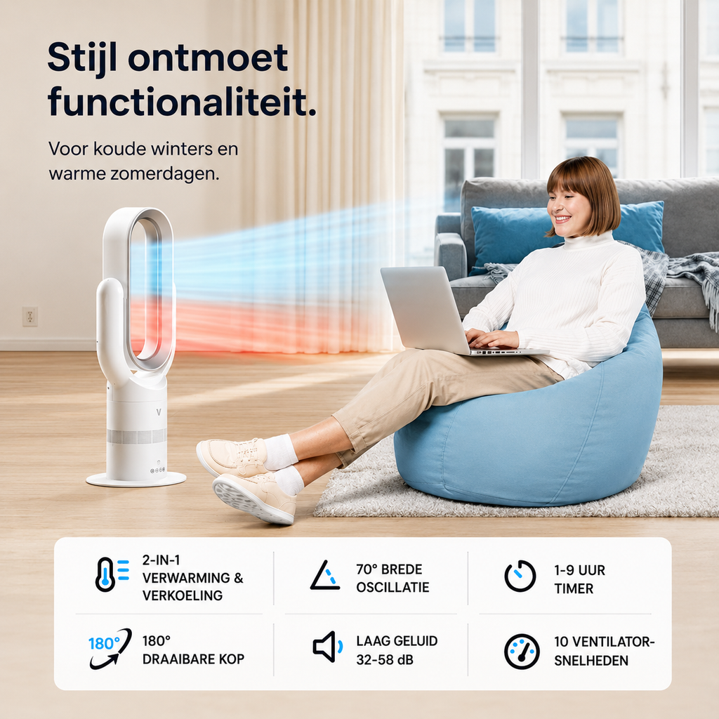 Vortex Air Pro - Bladelloze 2-in-1 Ventilator & Verwarming
