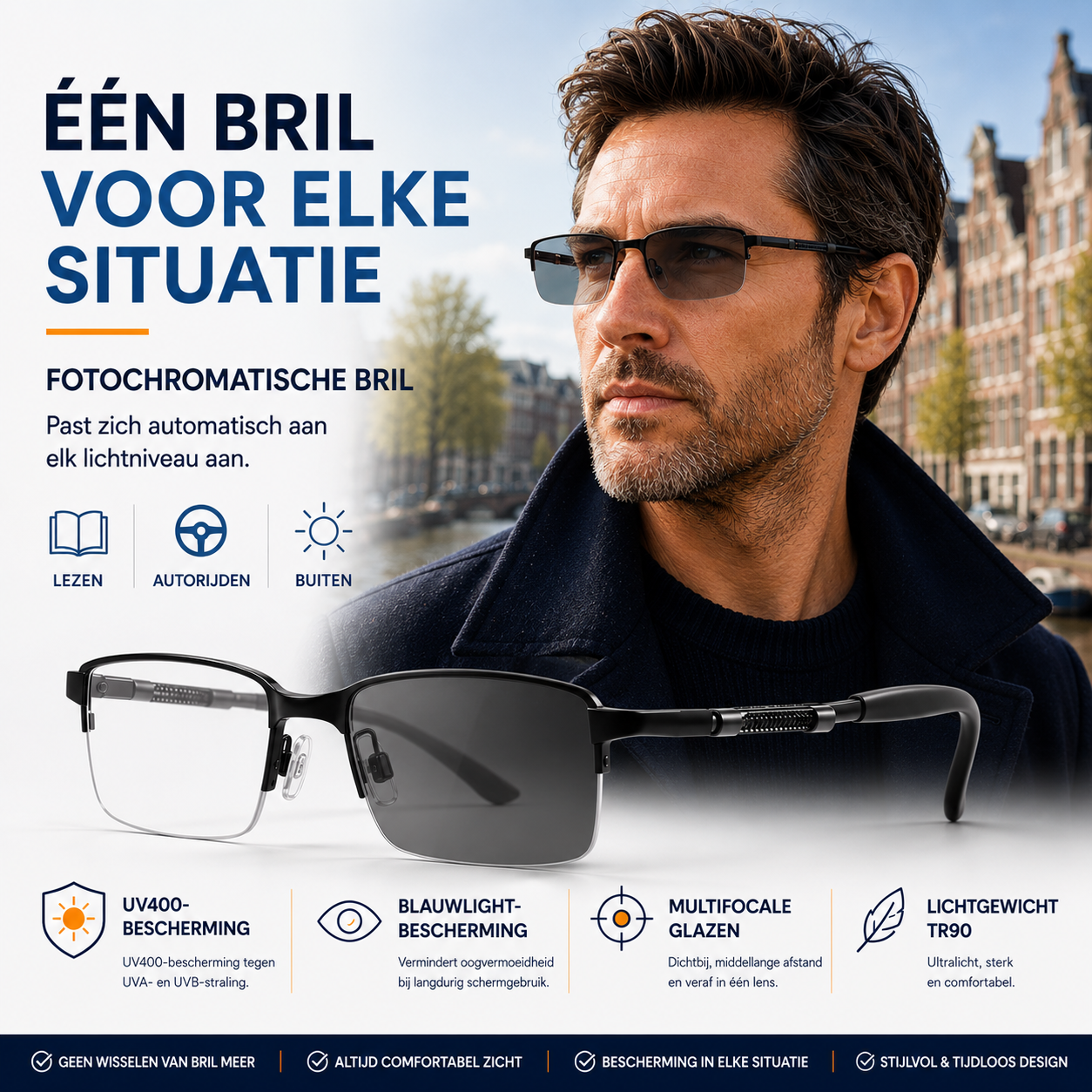 Half-Randloze Meekleurende Leesbril