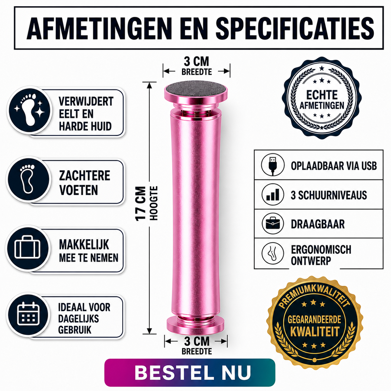 DERMASMOOTH PRO — Elektrische Eeltverwijderaar