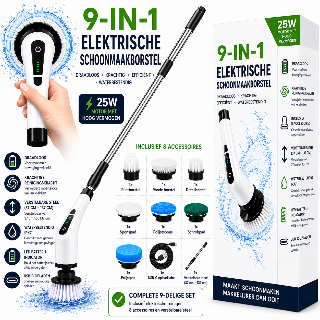 MaxTrim 9-in-1 - Elektrische Schoonmaakborstel