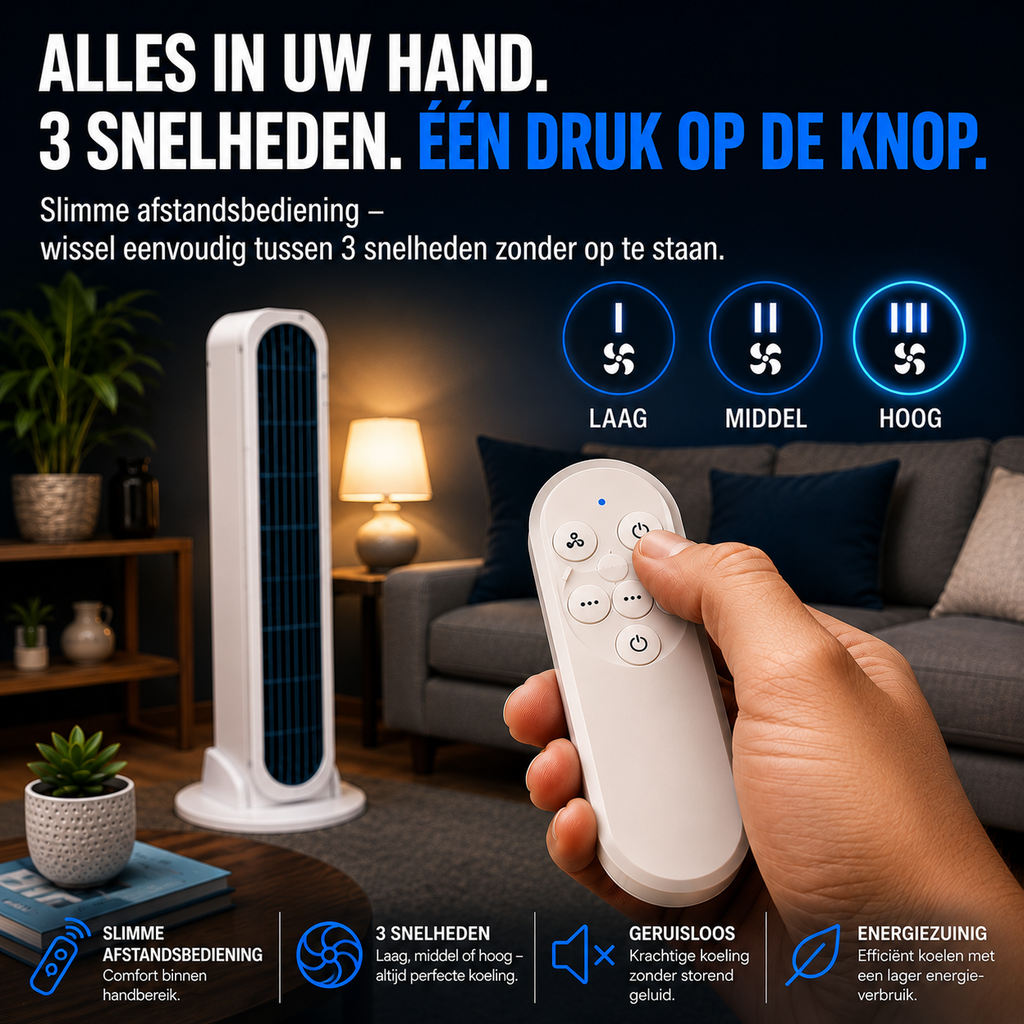 RapidCool Duo - Torenventilator die zowel staand als liggend kan worden gebruikt