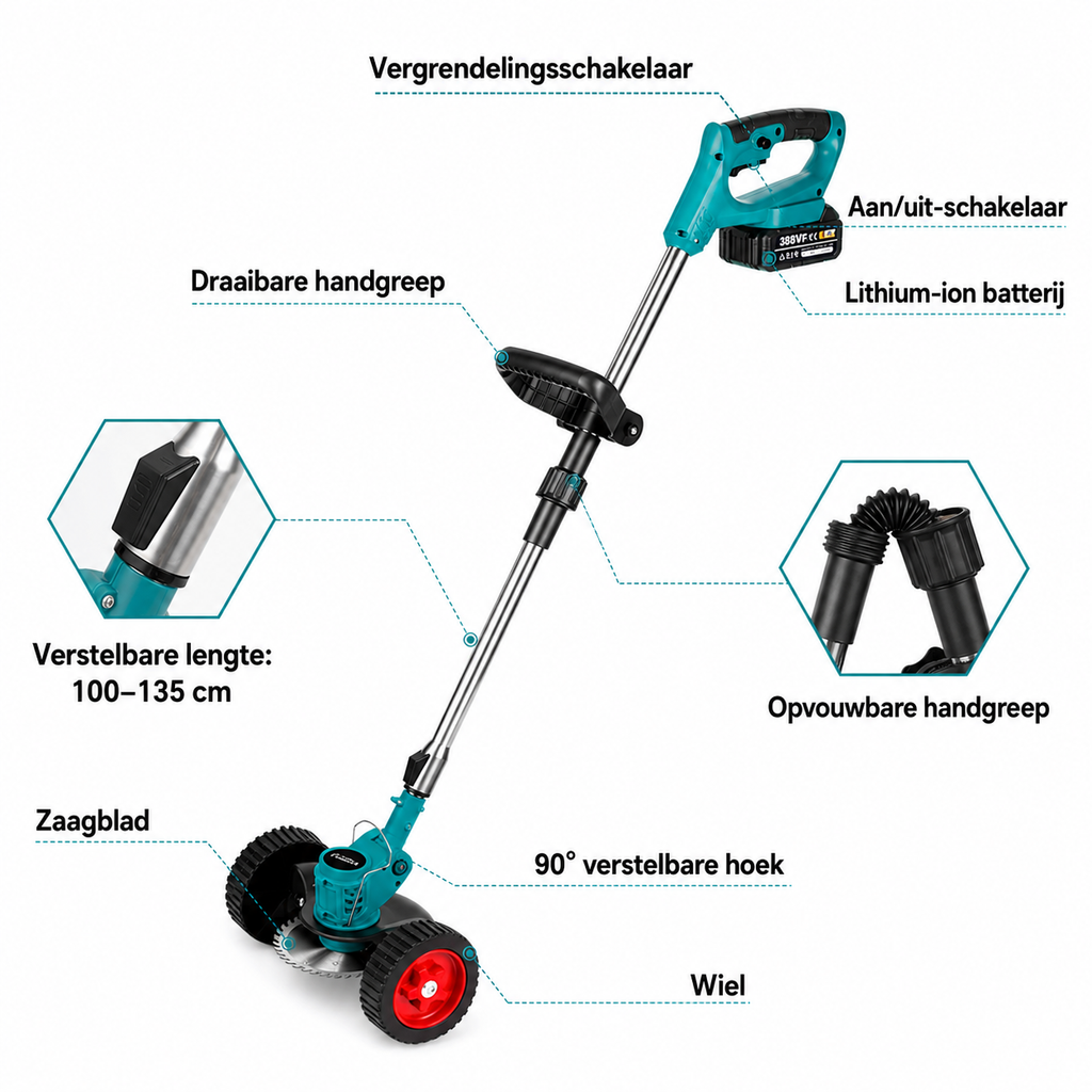 Draadloze Grastrimmer en Bosmaaier – Opvouwbaar
