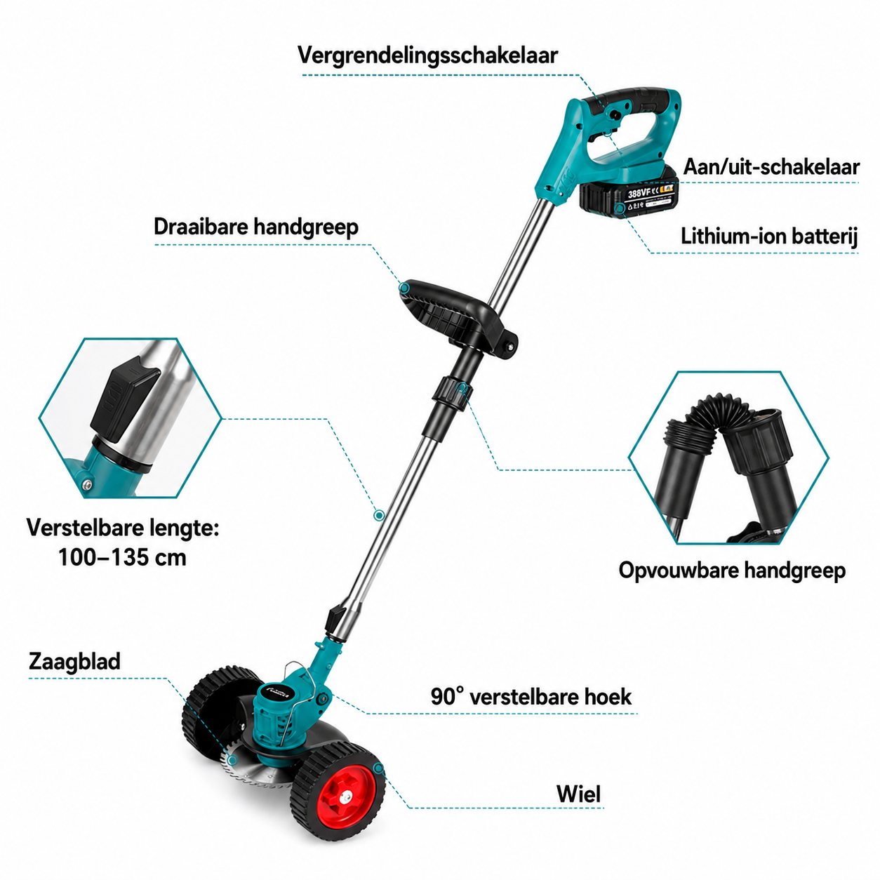 Draadloze Grastrimmer en Bosmaaier – Opvouwbaar