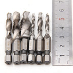 Set van 6 titanium boorbits 2-in-1 - boren en tappen