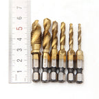 Set van 6 titanium boorbits 2-in-1 - boren en tappen