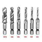 Set van 6 titanium boorbits 2-in-1 - boren en tappen