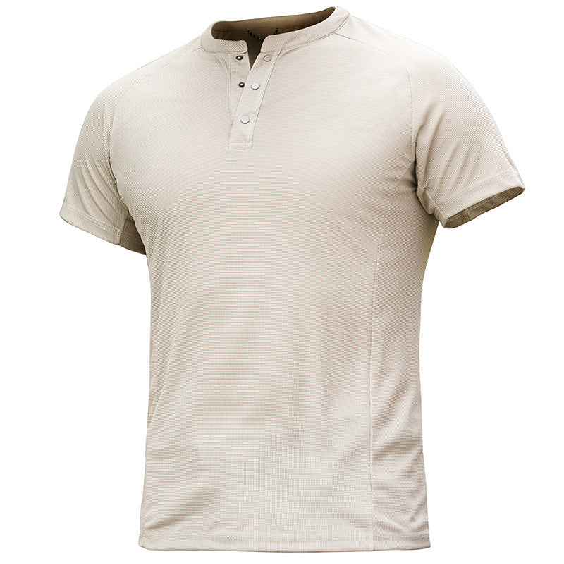 Sneldrogende T-shirts met henley-kraag voor heren