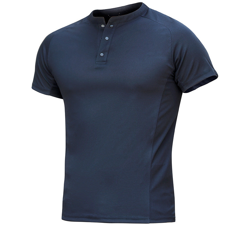Sneldrogende T-shirts met henley-kraag voor heren