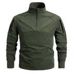 Tactische stretch gevechtsshirt pullover met 1/4 rits en sneldrogende prestaties voor heren