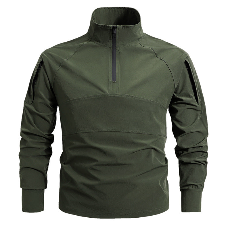 Tactische stretch gevechtsshirt pullover met 1/4 rits en sneldrogende prestaties voor heren
