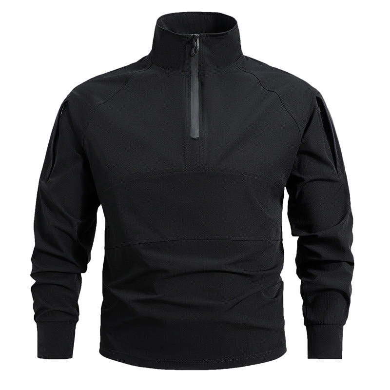 Tactische stretch gevechtsshirt pullover met 1/4 rits en sneldrogende prestaties voor heren