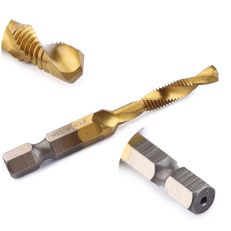 Set van 6 titanium boorbits 2-in-1 - boren en tappen
