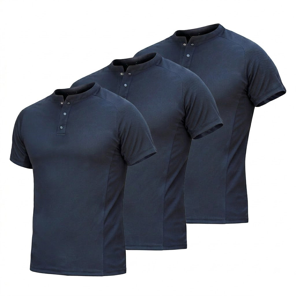 Sneldrogende T-shirts met henley-kraag voor heren