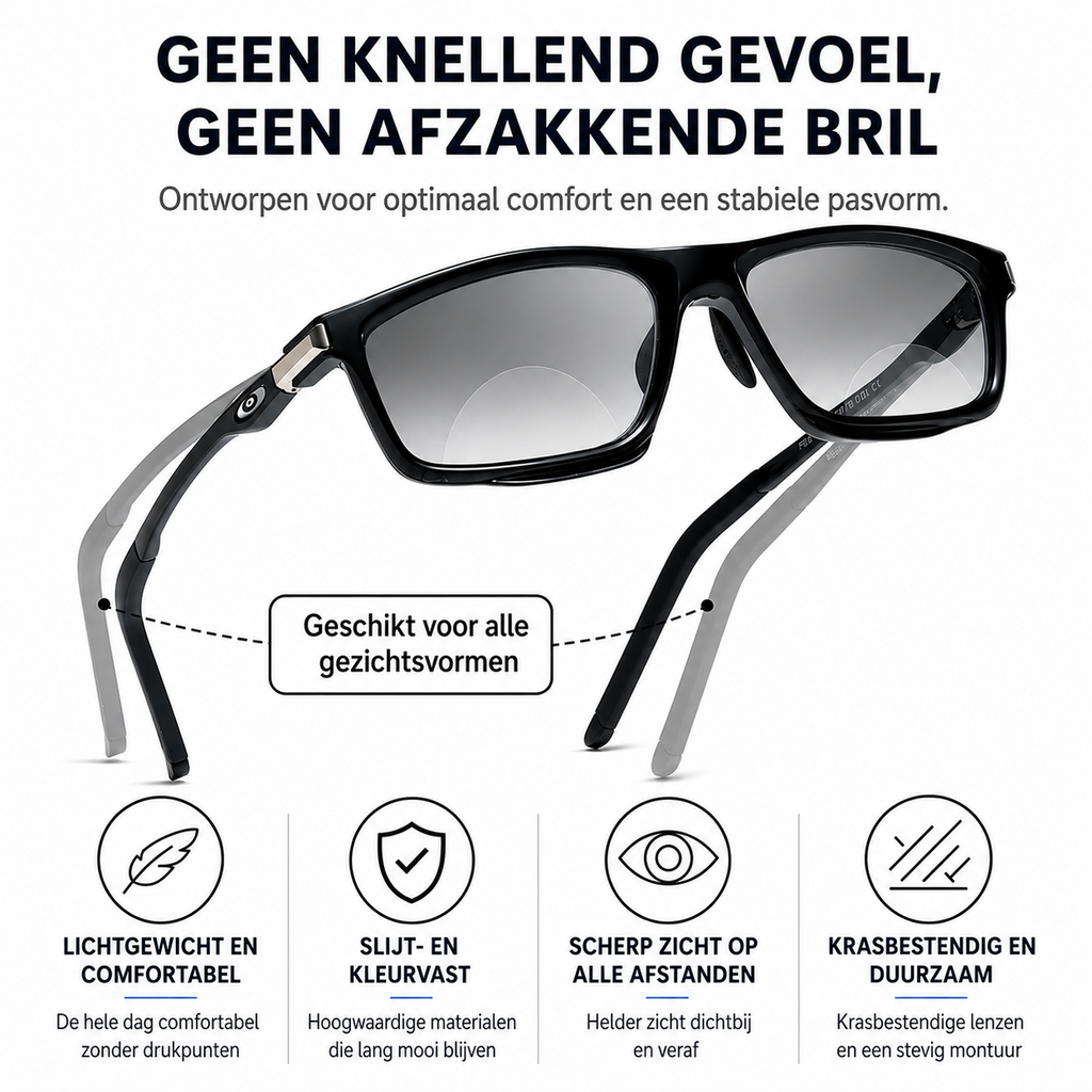 Multifocale Meekleurende Sport-Leesbril (Aluminium-Magnesium Frame)