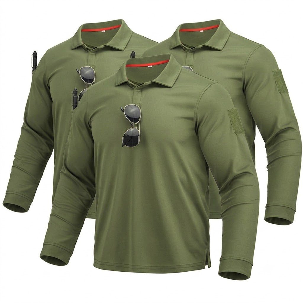 3-pack sneldrogende poloshirts met lange mouwen voor heren