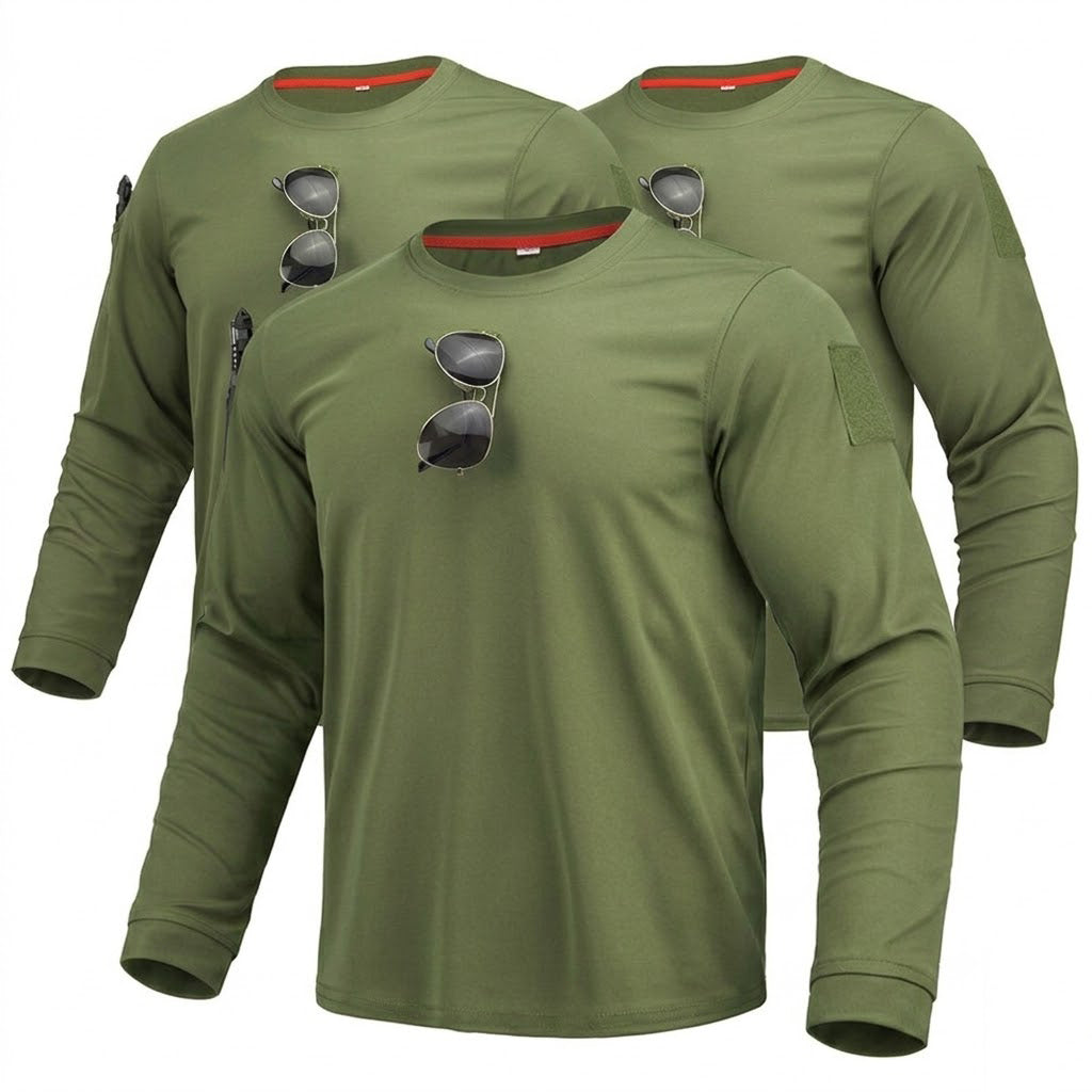 3-pack tactische sneldrogende en ademende shirts met lange mouwen voor heren
