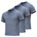 Sneldrogende T-shirts met henley-kraag voor heren
