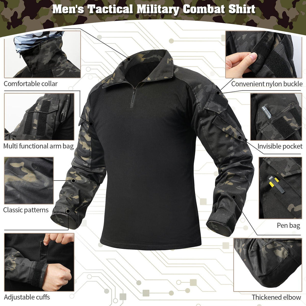G3 Pro – Tactisch herenuniform met donkere camouflageprint