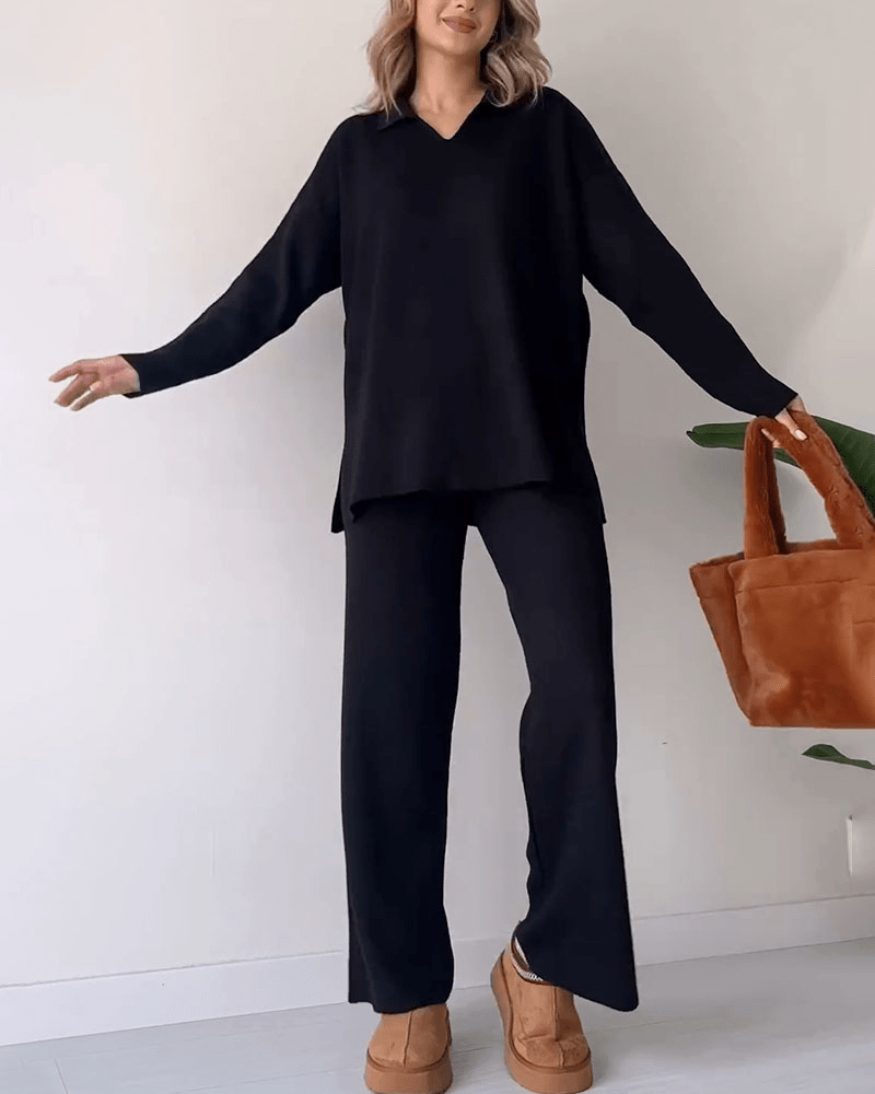 LUXE POLO COMFY SET (Ribstof) - Elegant Tweedelig Loungewear