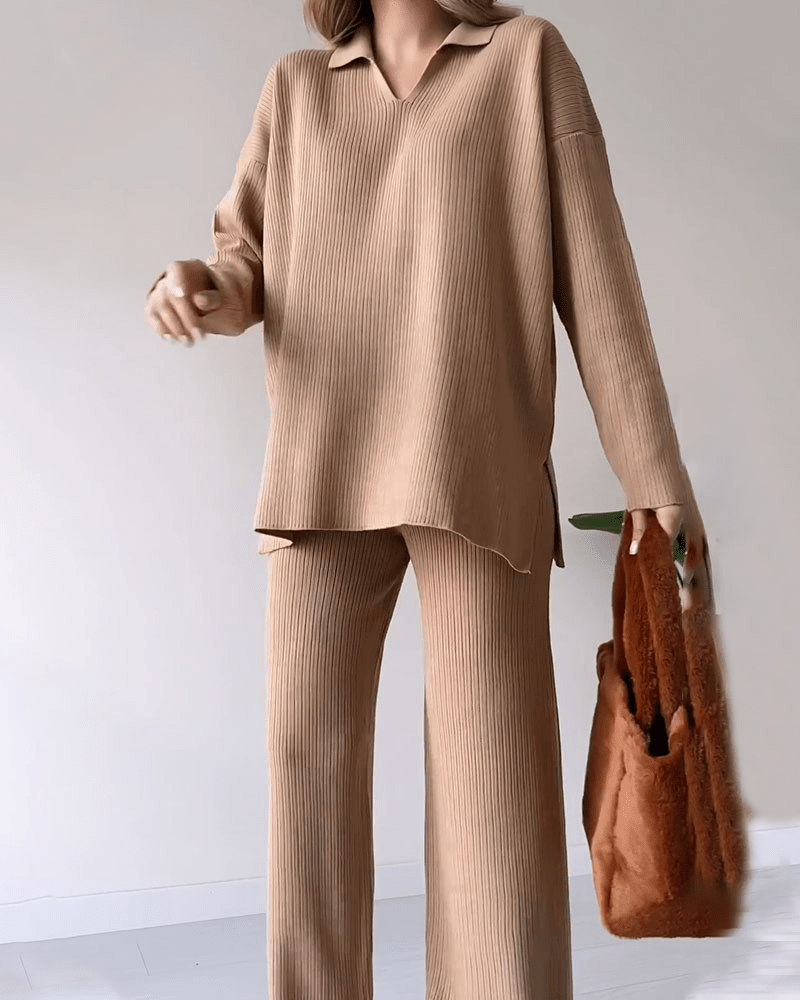 LUXE POLO COMFY SET (Ribstof) - Elegant Tweedelig Loungewear