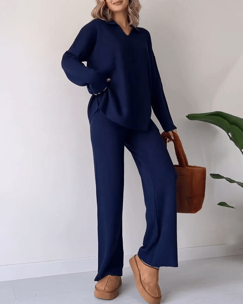 LUXE POLO COMFY SET (Ribstof) - Elegant Tweedelig Loungewear