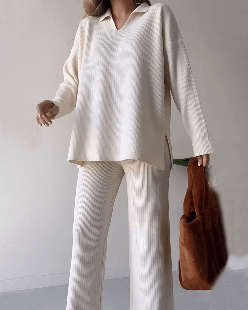 LUXE POLO COMFY SET (Ribstof) - Elegant Tweedelig Loungewear