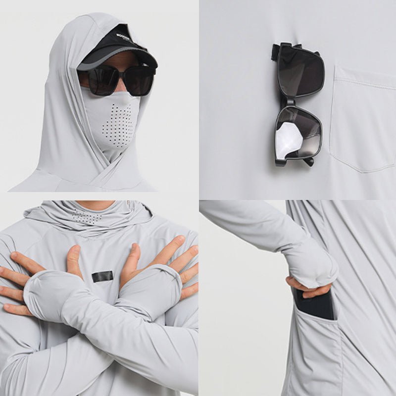 Lightweight Quick-Dry UPF 50+ Hooded Sun Shirt with Built-In Neck Gaiter